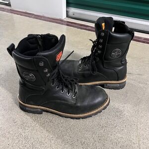 Milwaukee Leather MBM9095W Mens Black 9-Inch Dual Zip Lace Up Biker Boots 10.5